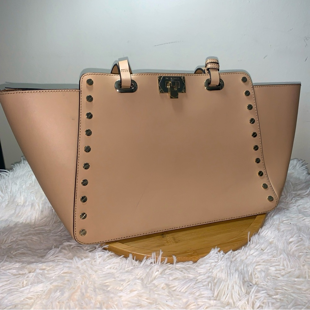 Karl Lagerfeld Bag Purse Paris Pink Lock 13”x9.25”x6” (LxHxW) Leather PU Covered